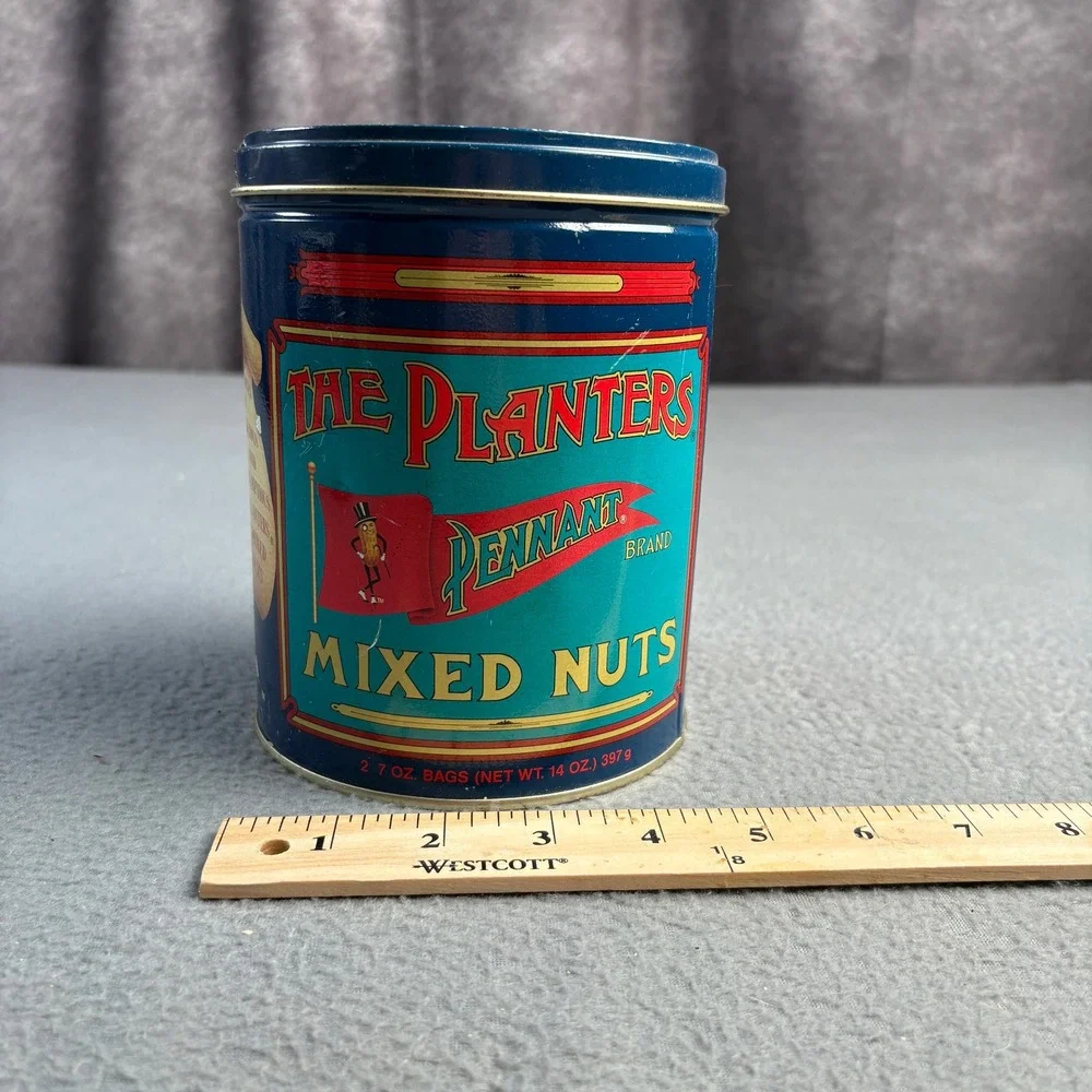 Vintage Planters Mr Peanut Limited Edition Mixed Nuts Tin Blue Collectible 14oz